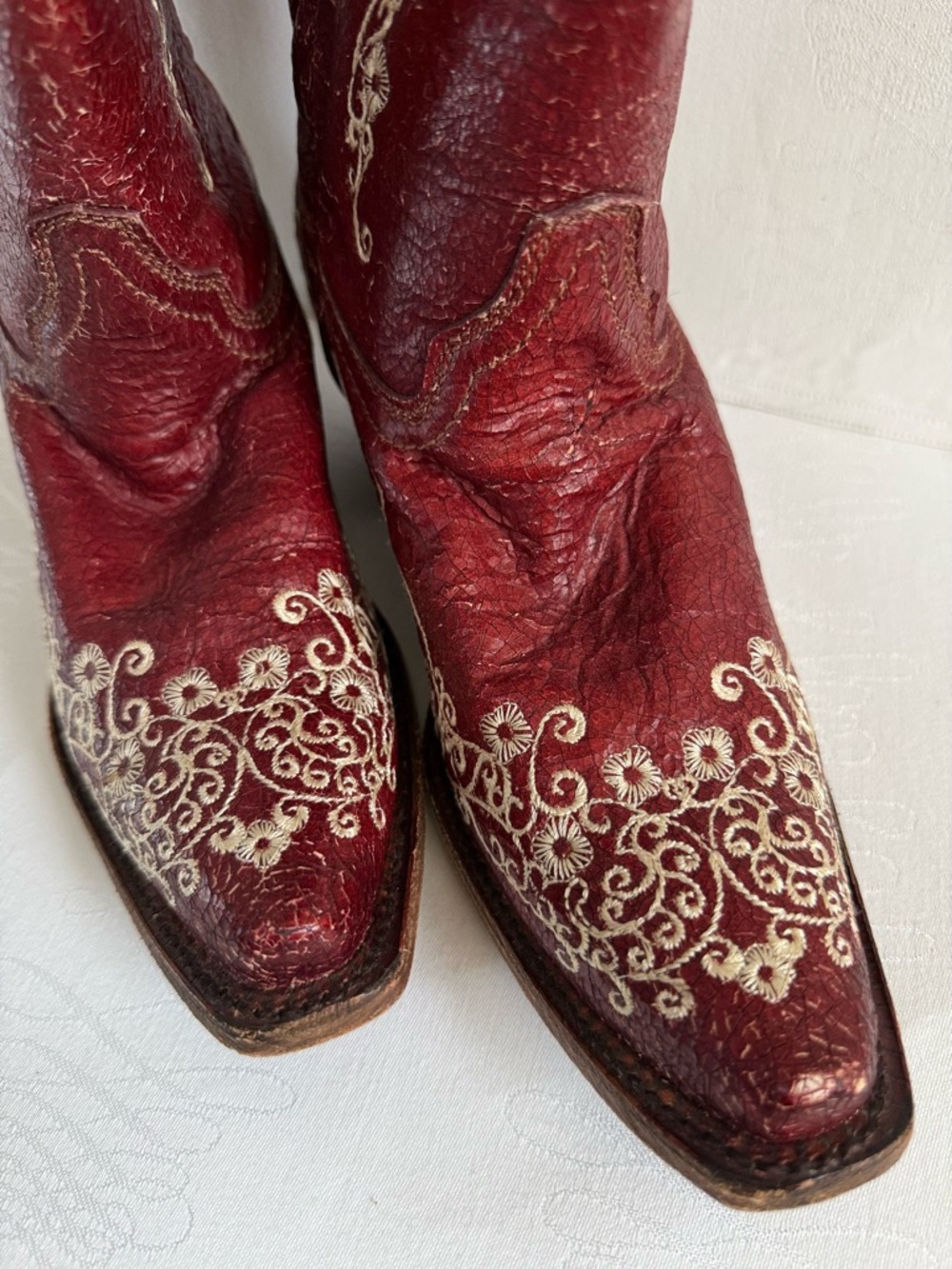 Corral Red Embroidered Western Boots Tall Leather Cowgirl Boots Size 7.5M NWOT - Picture 4 of 15